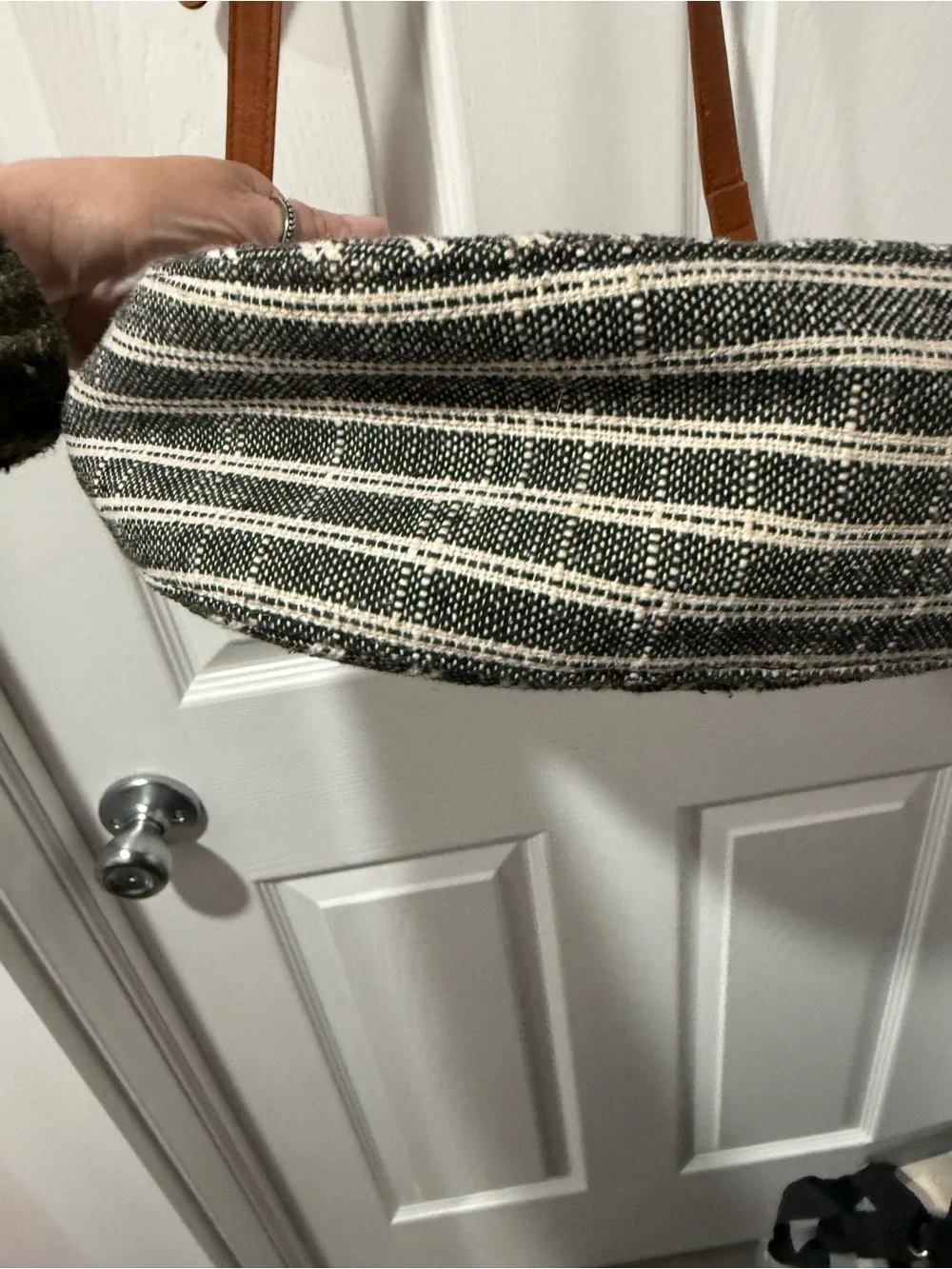 Antik Kraft Black & Tan Striped Shoulder Bag 2 purses in one - Picture 4 of 14